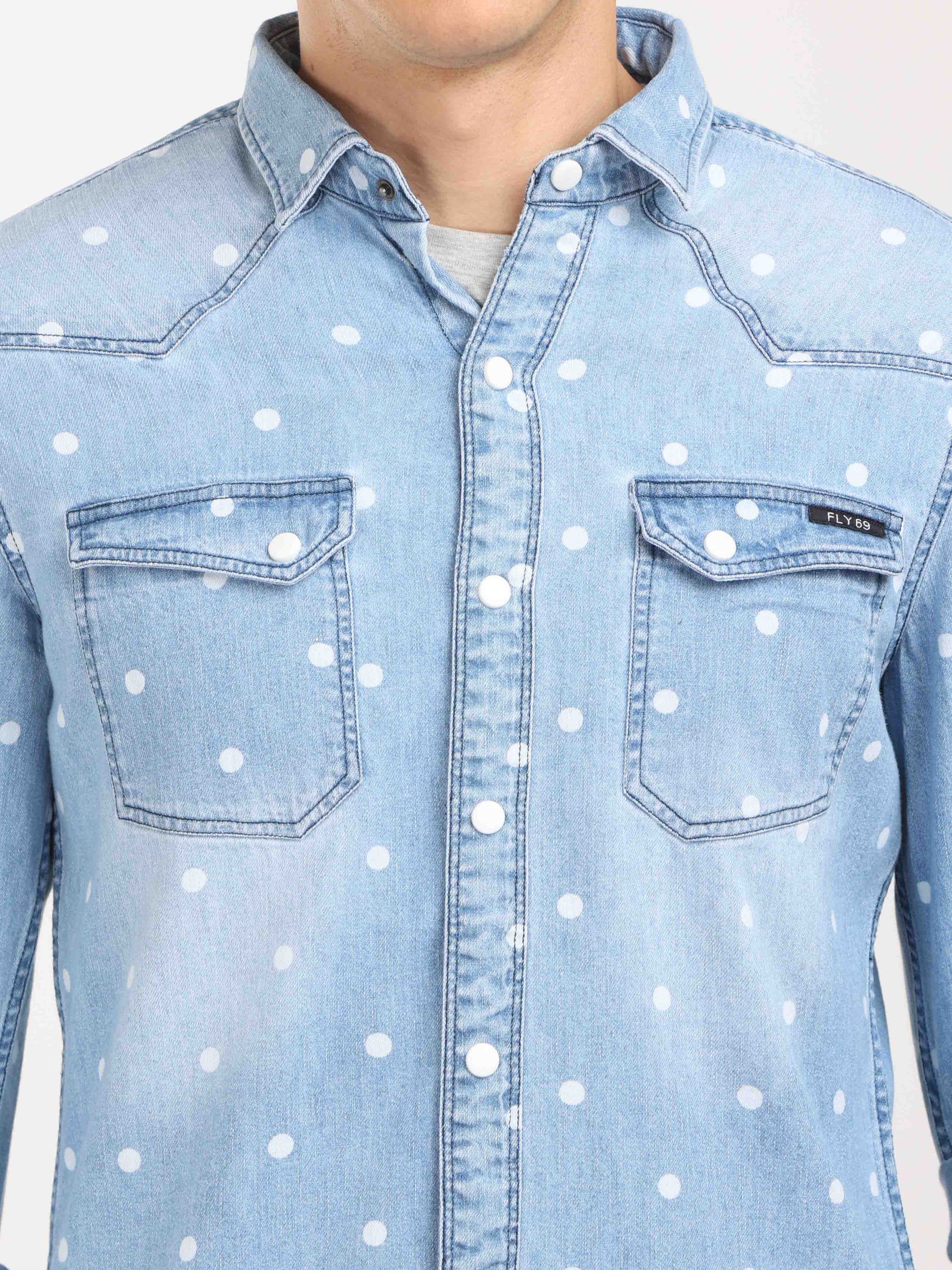 Polka Dot Light Denim Shirt