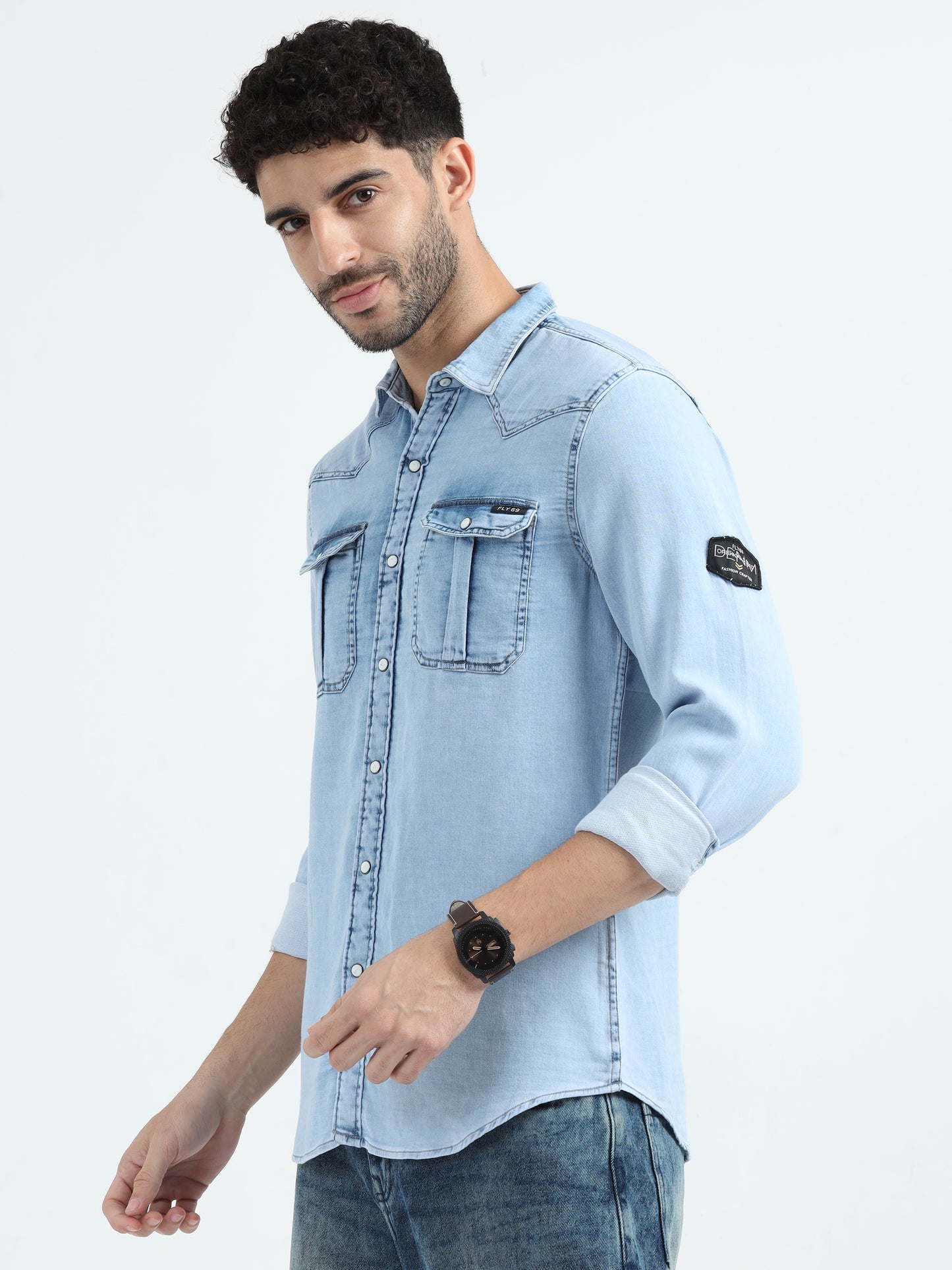 Light Blue Double Pocket Denim Shirt