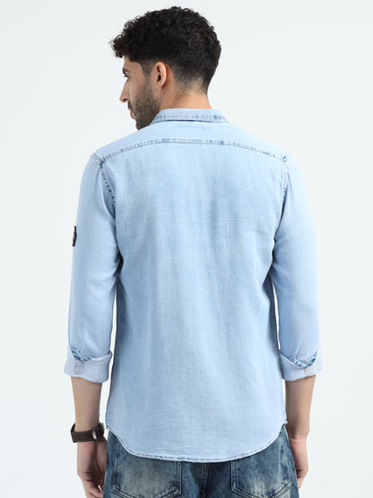 Light Blue Double Pocket Denim Shirt