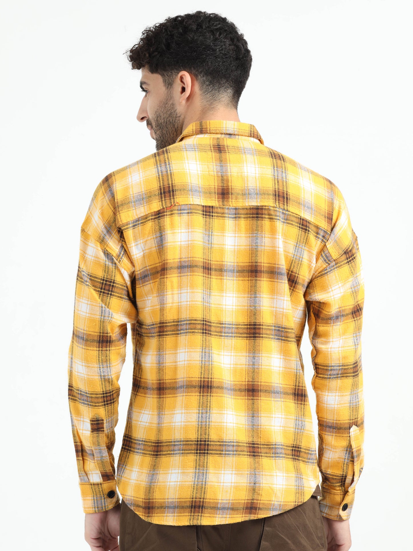 Yellow Double Pocket Checks Shirt