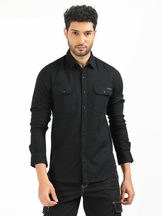 Black Khadi Linen Shirt