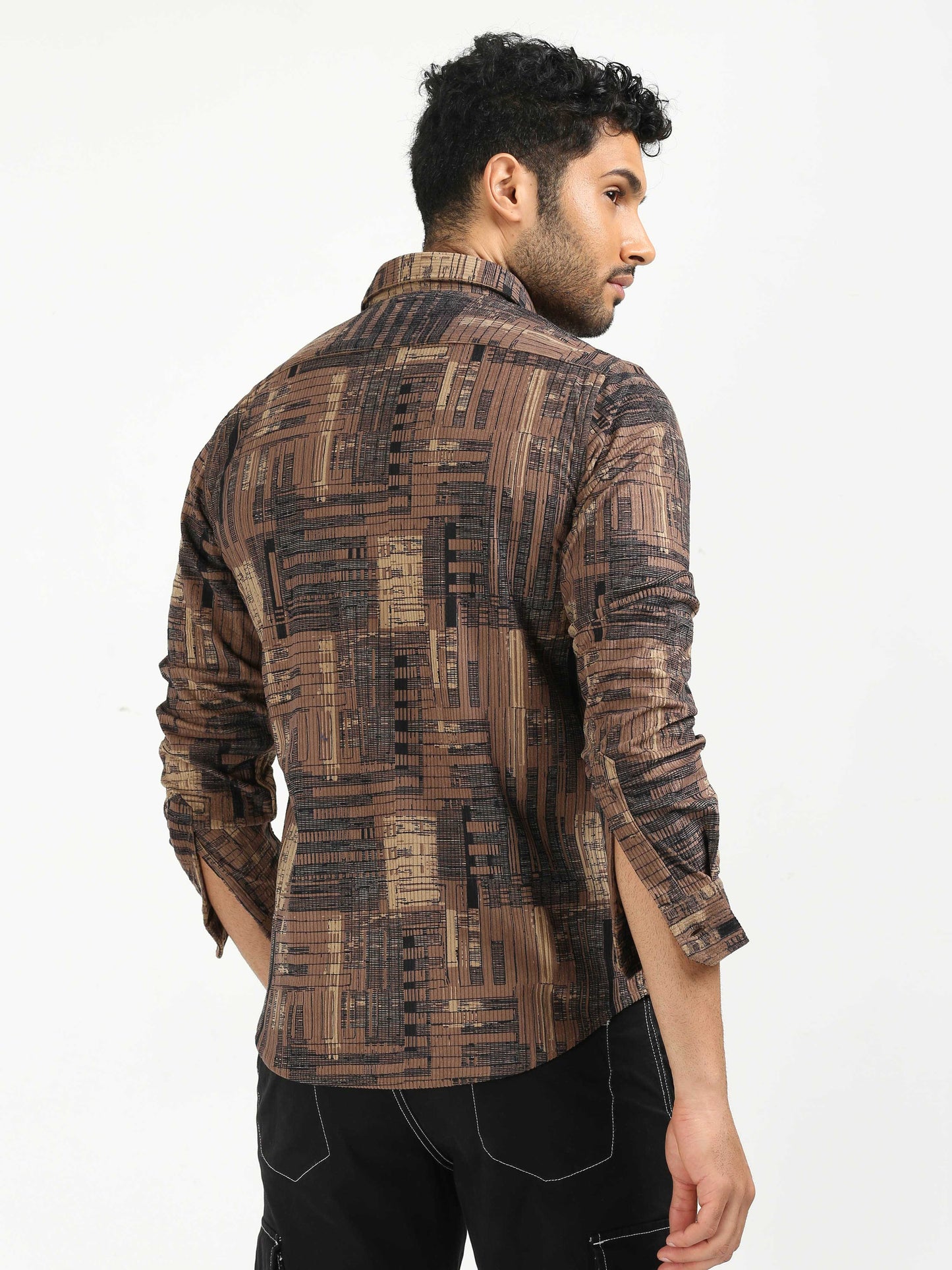 Brown Corduroy Printed Shirts