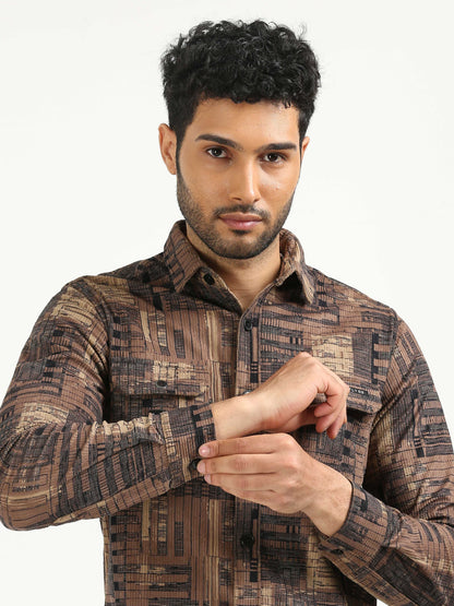 Brown Corduroy Printed Shirts