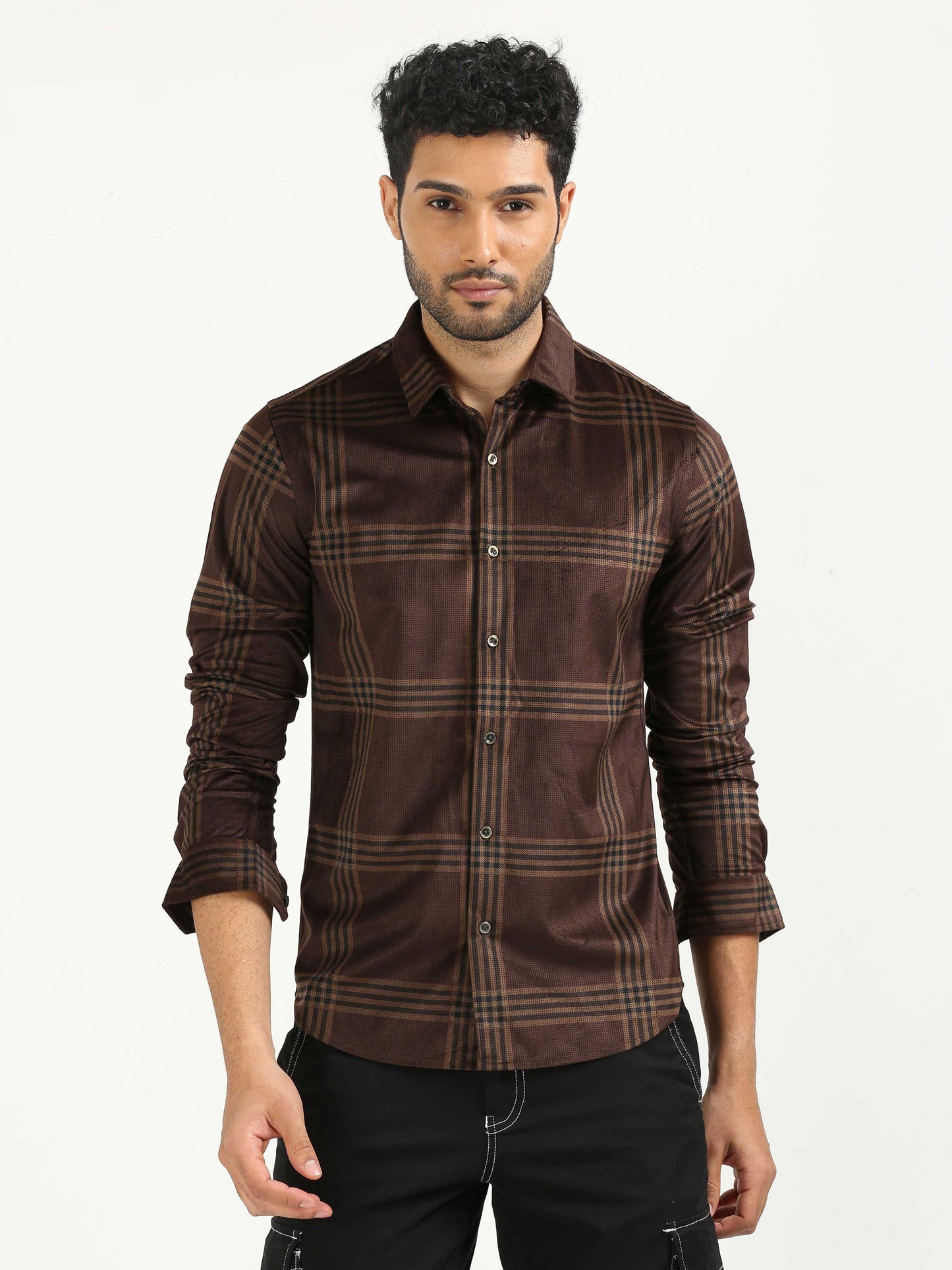 Coffee Bean Brown Checked Shirt