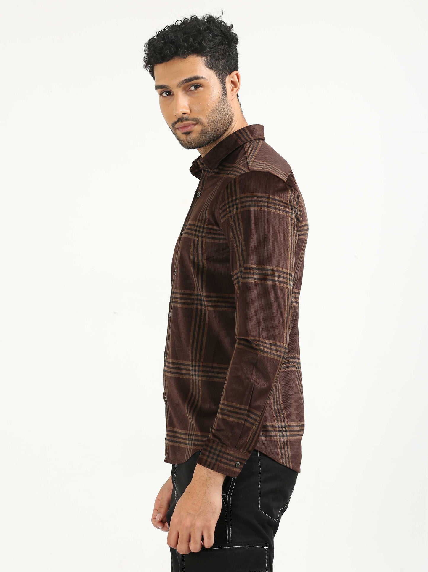 Coffee Bean Brown Checked Shirt