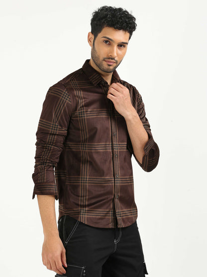 Coffee Bean Brown Checked Shirt