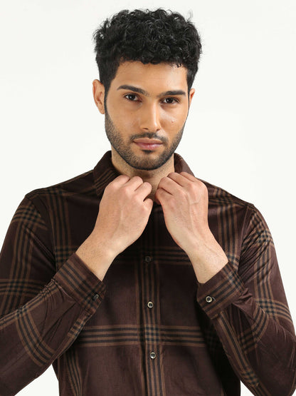 Coffee Bean Brown Checked Shirt