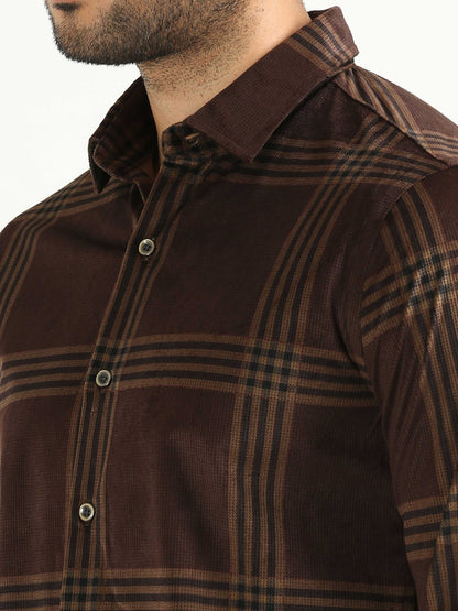 Coffee Bean Brown Checked Shirt