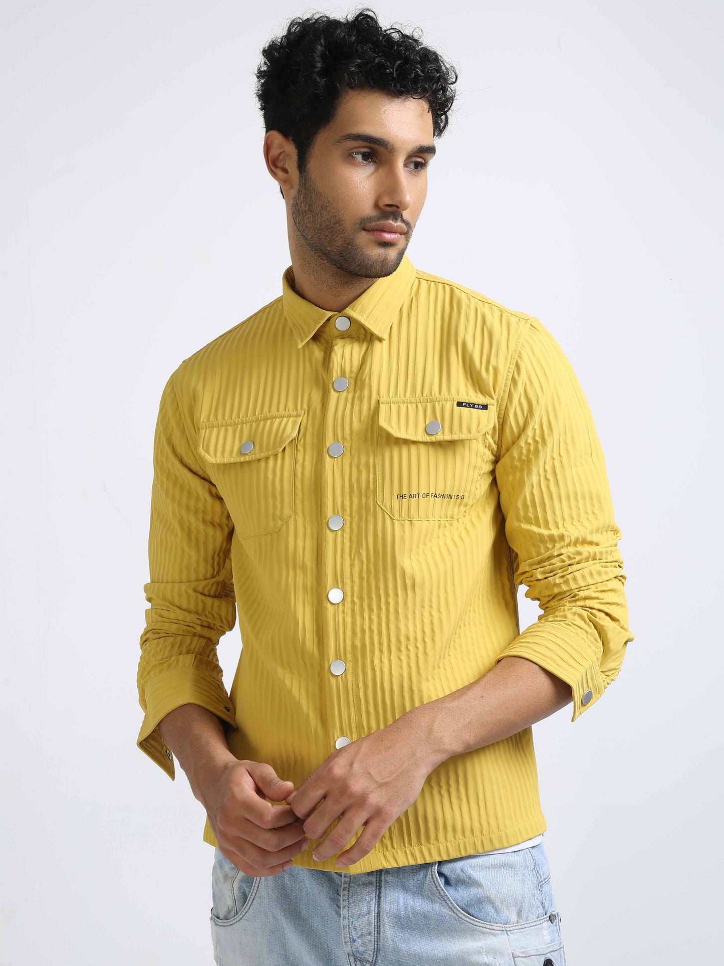 Pleated Texture Caremal Shirt