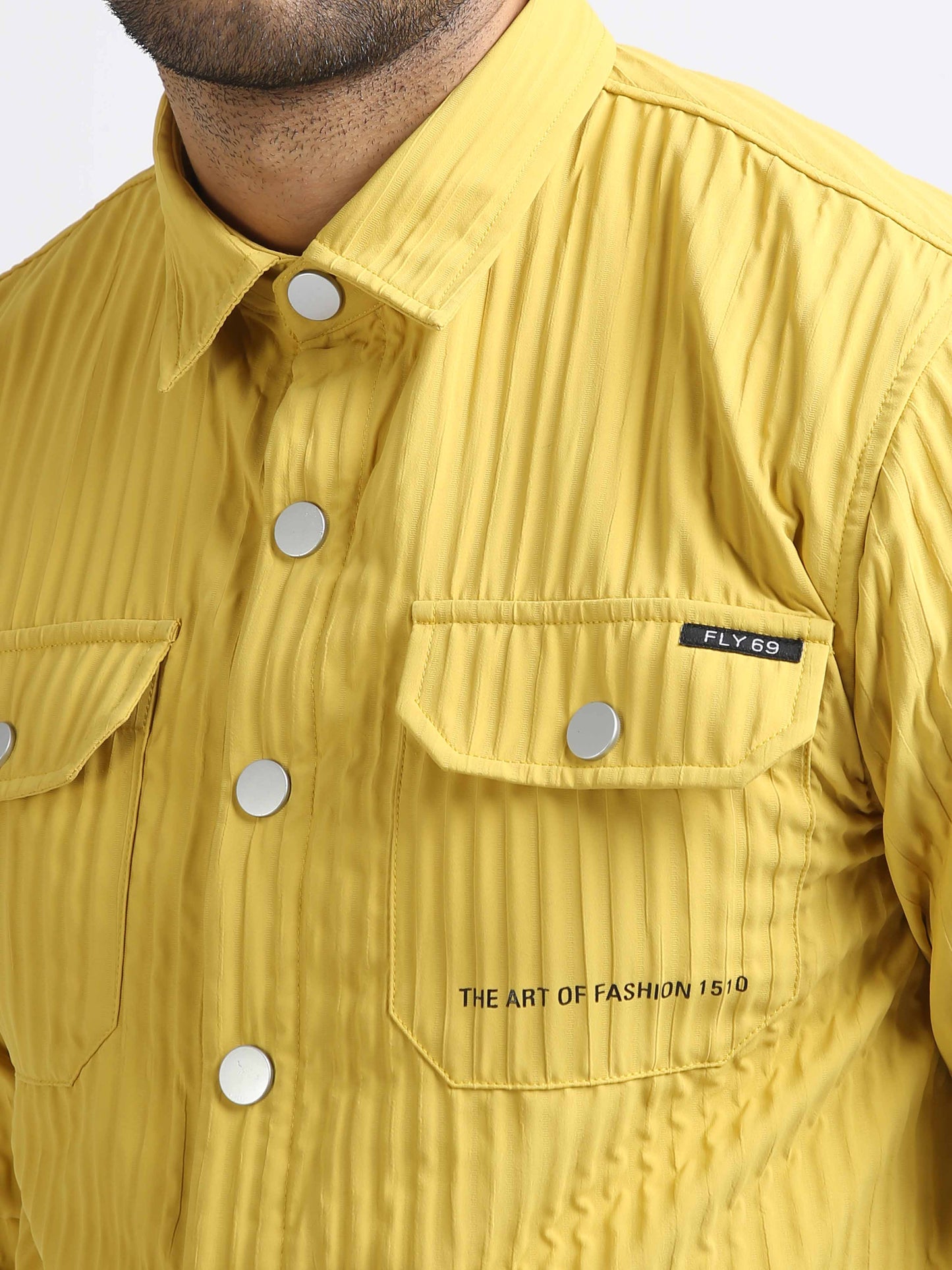 Pleated Texture Caremal Shirt
