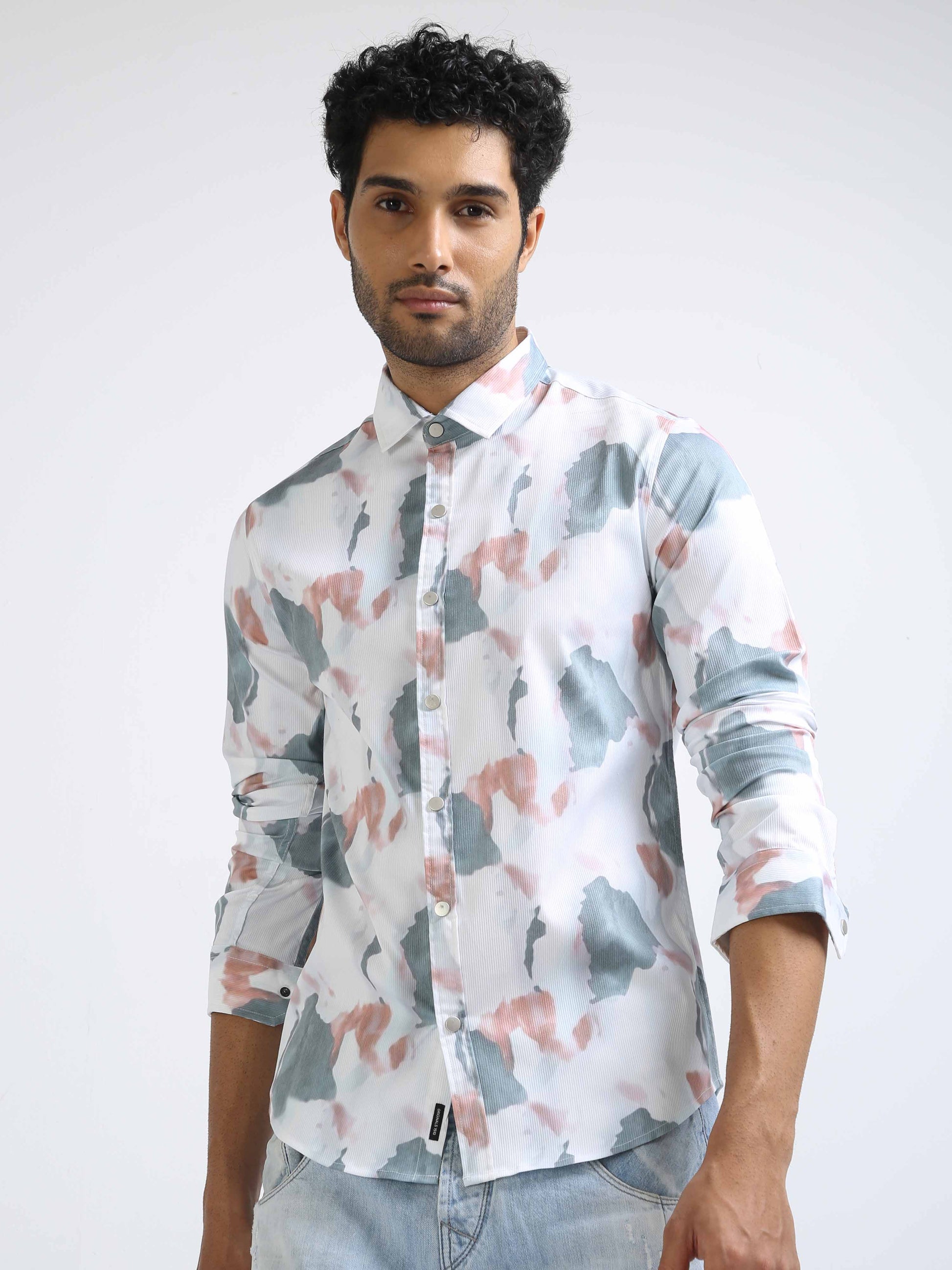 Modern Print Pink & Grey Multi-color Shirt for Men 