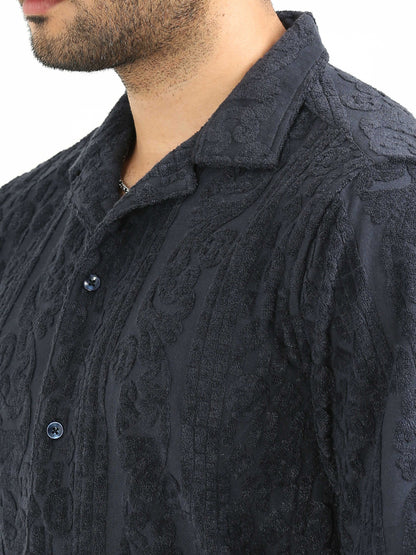 Navy Towel Half Sleeve Shirt