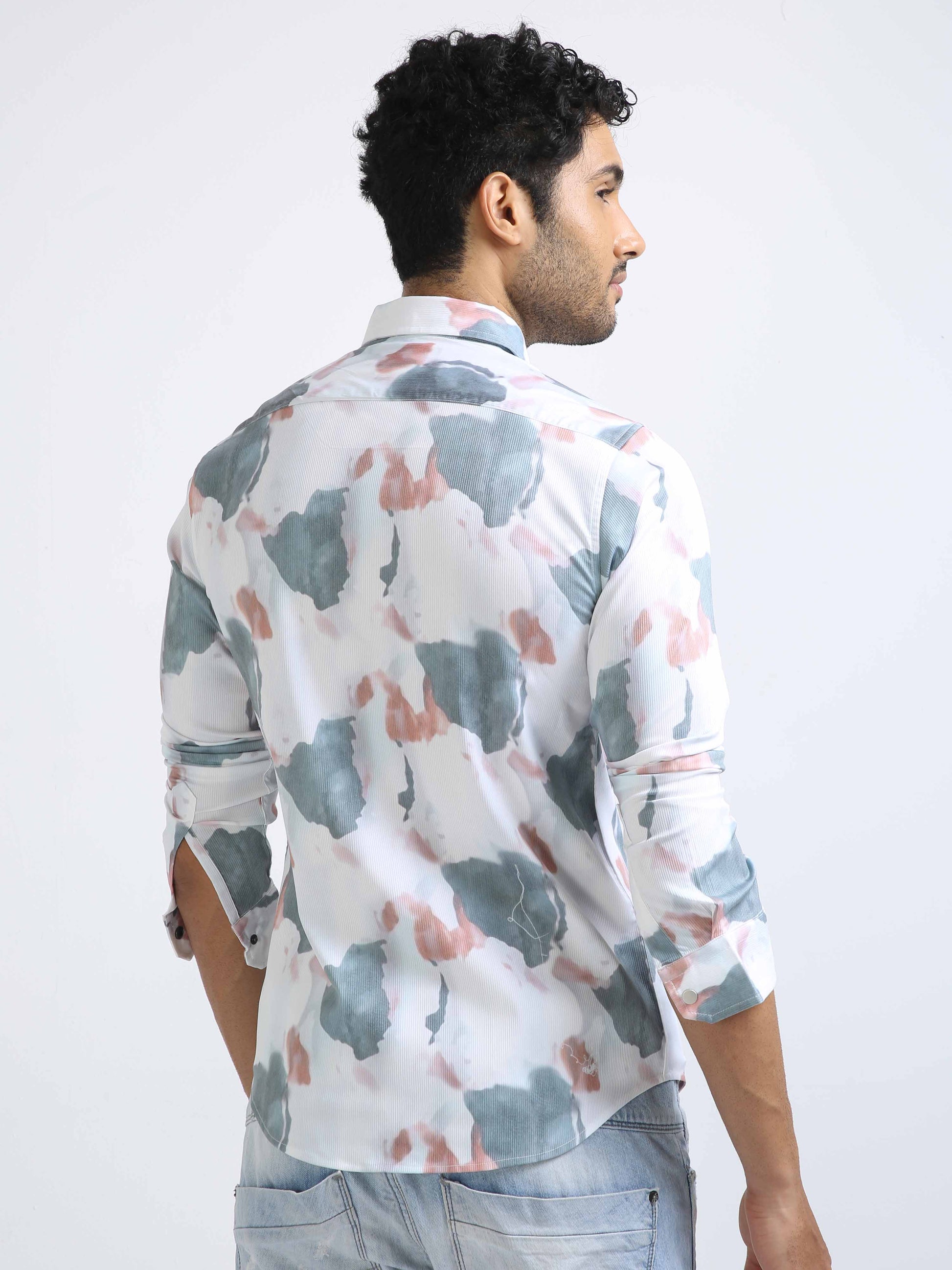 Modern Print Pink & Grey Multi-color Shirt for Men 