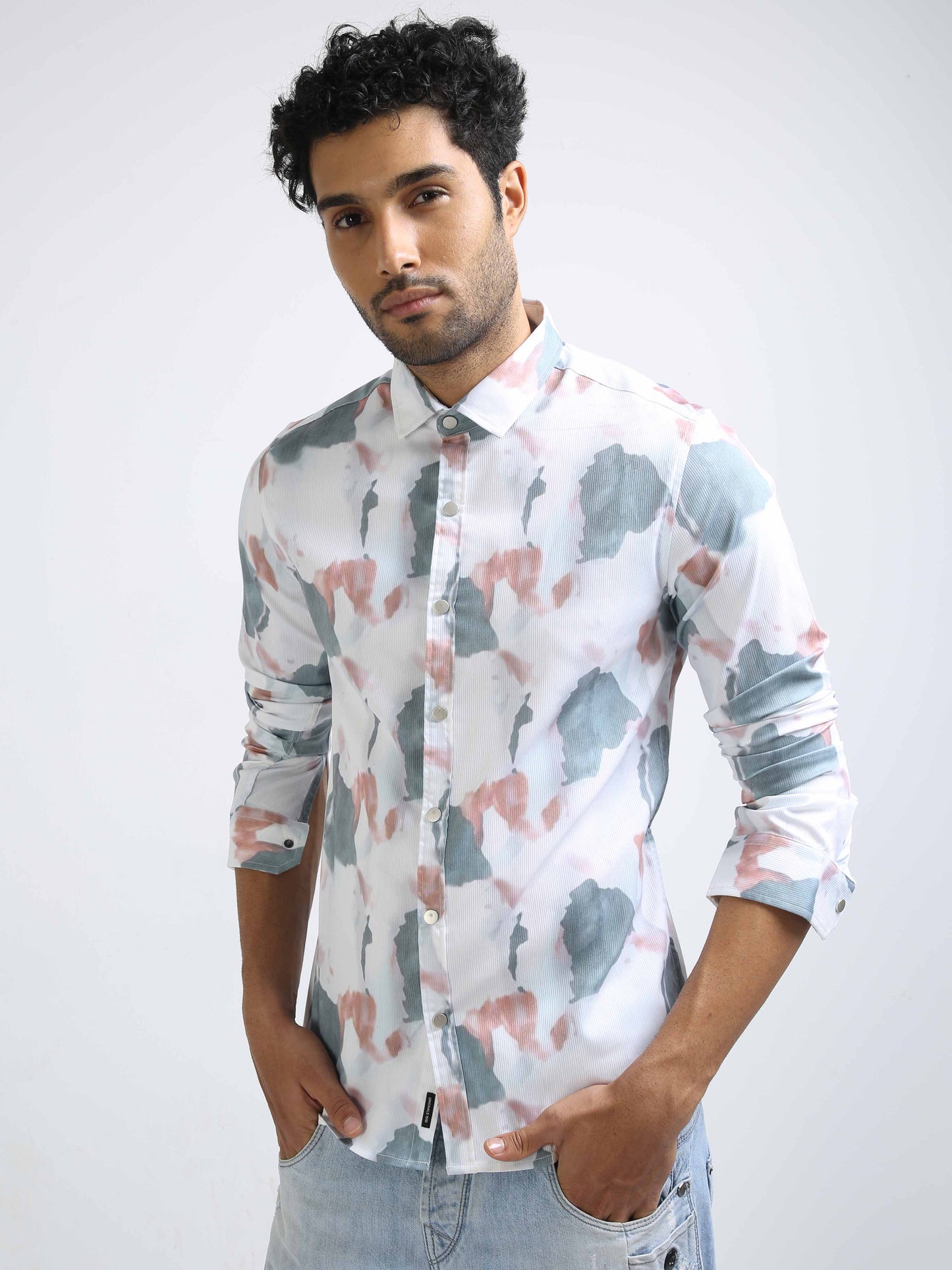 Modern Print Pink & Grey Multi-color Shirt for Men 