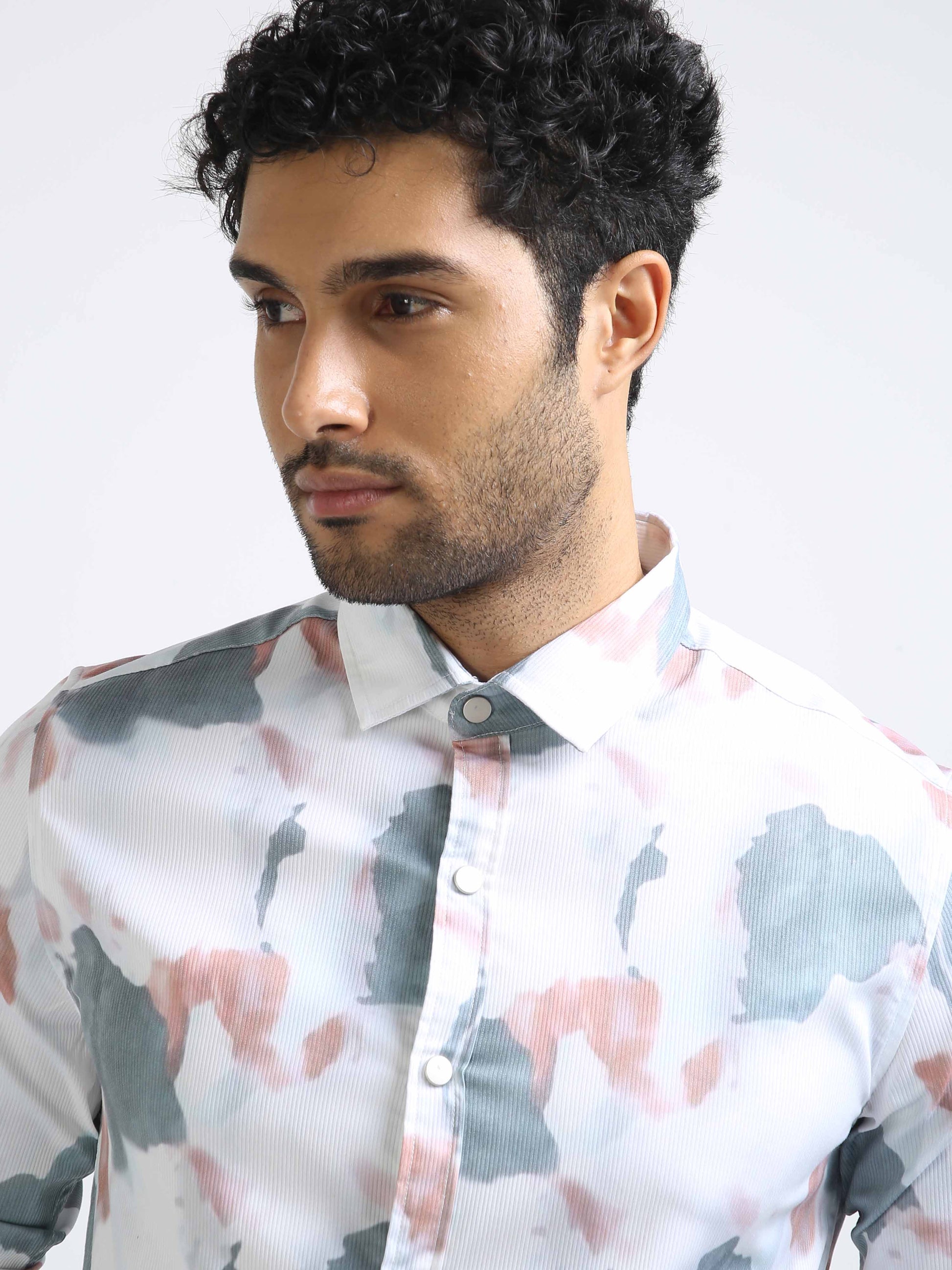 Modern Print Pink & Grey Multi-color Shirt for Men 