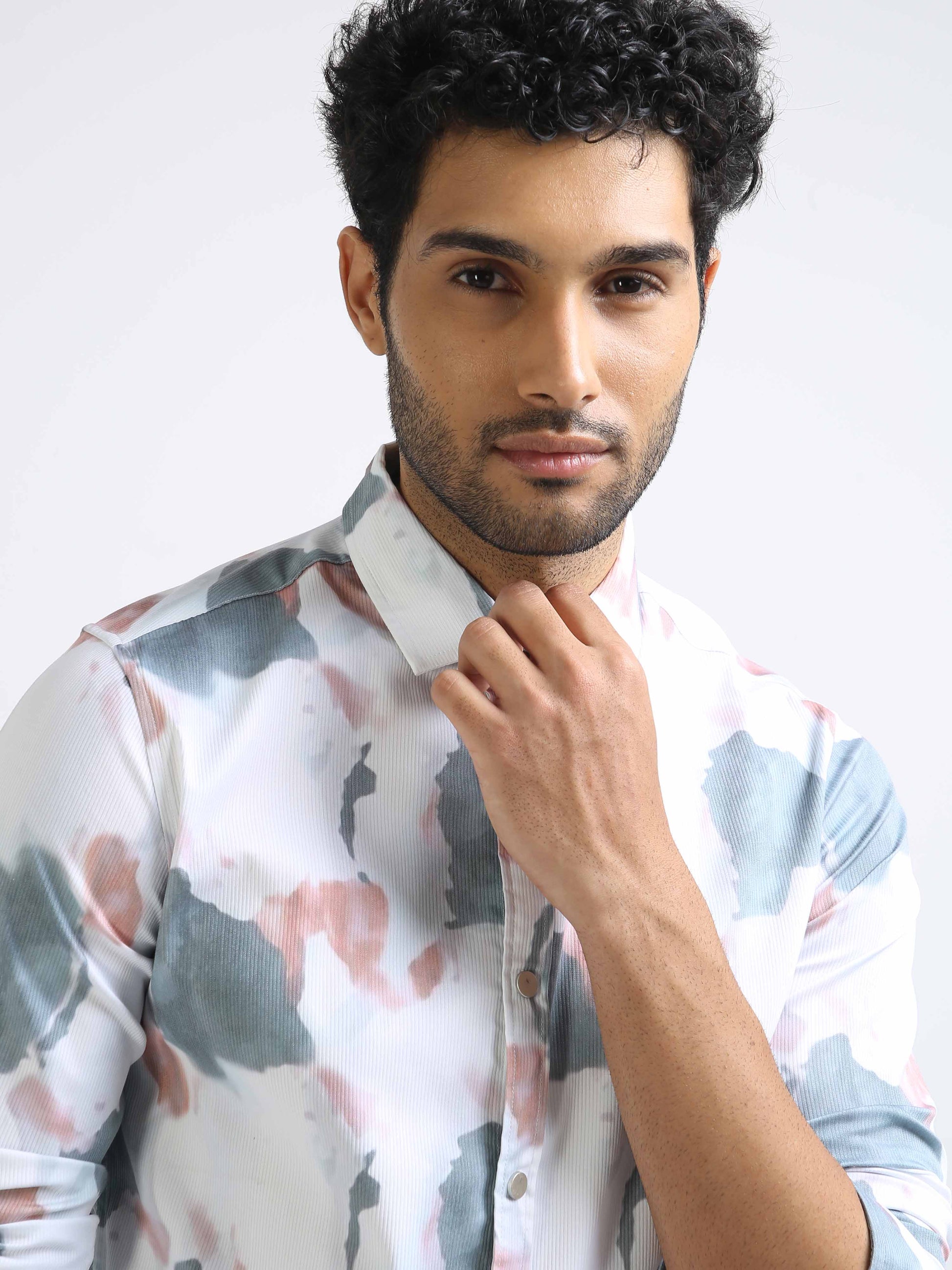 Modern Print Pink & Grey Multi-color Shirt for Men 