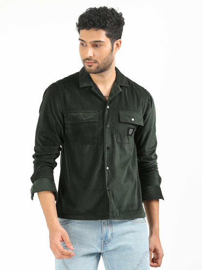 County Green Velvet Textured Shirt