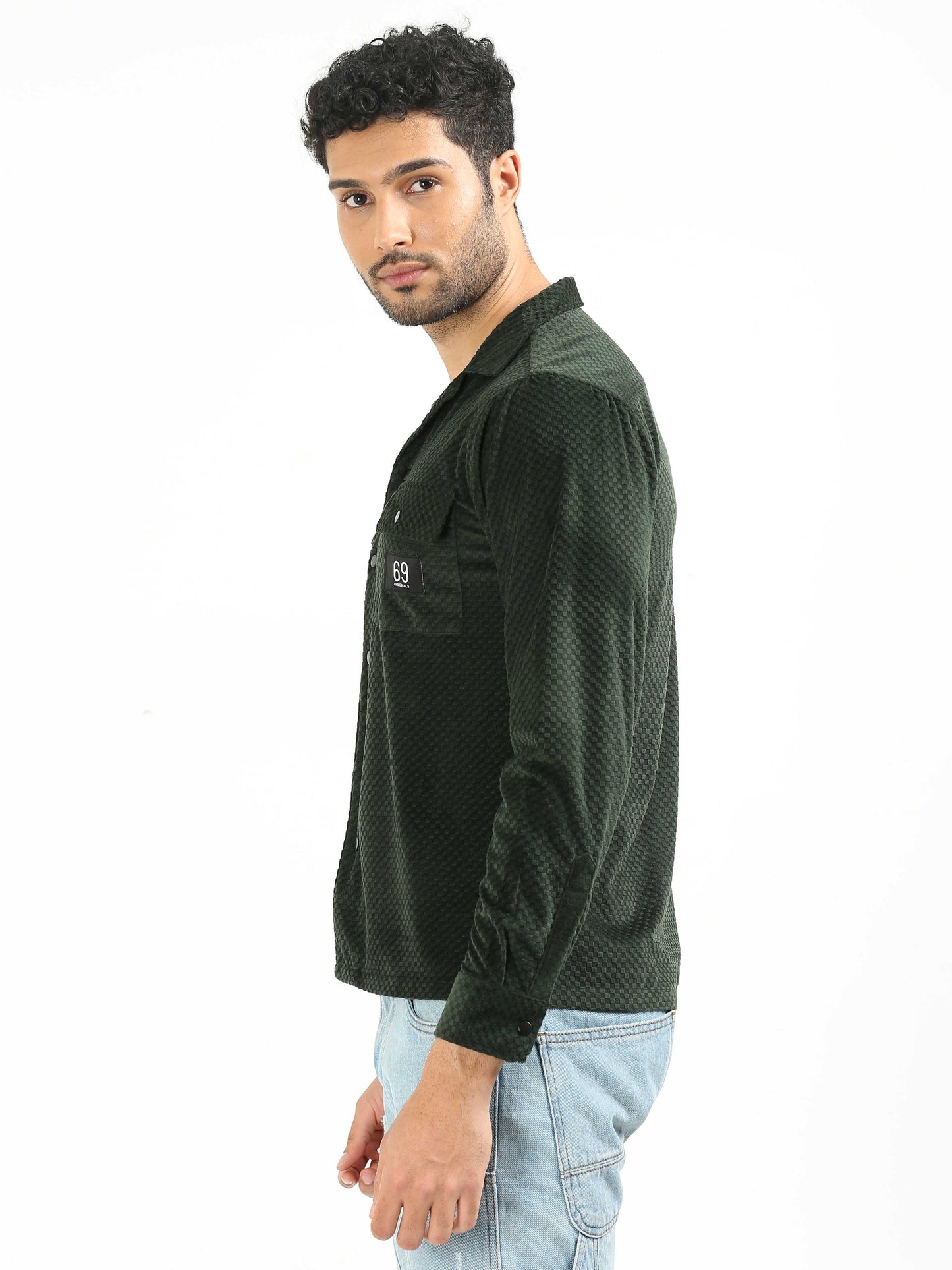 County Green Velvet Textured Shirt