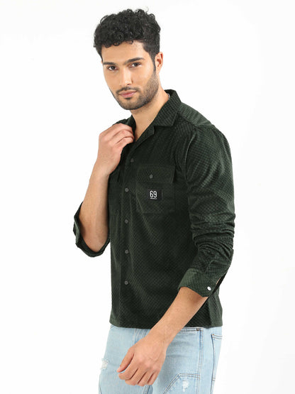 County Green Velvet Textured Shirt