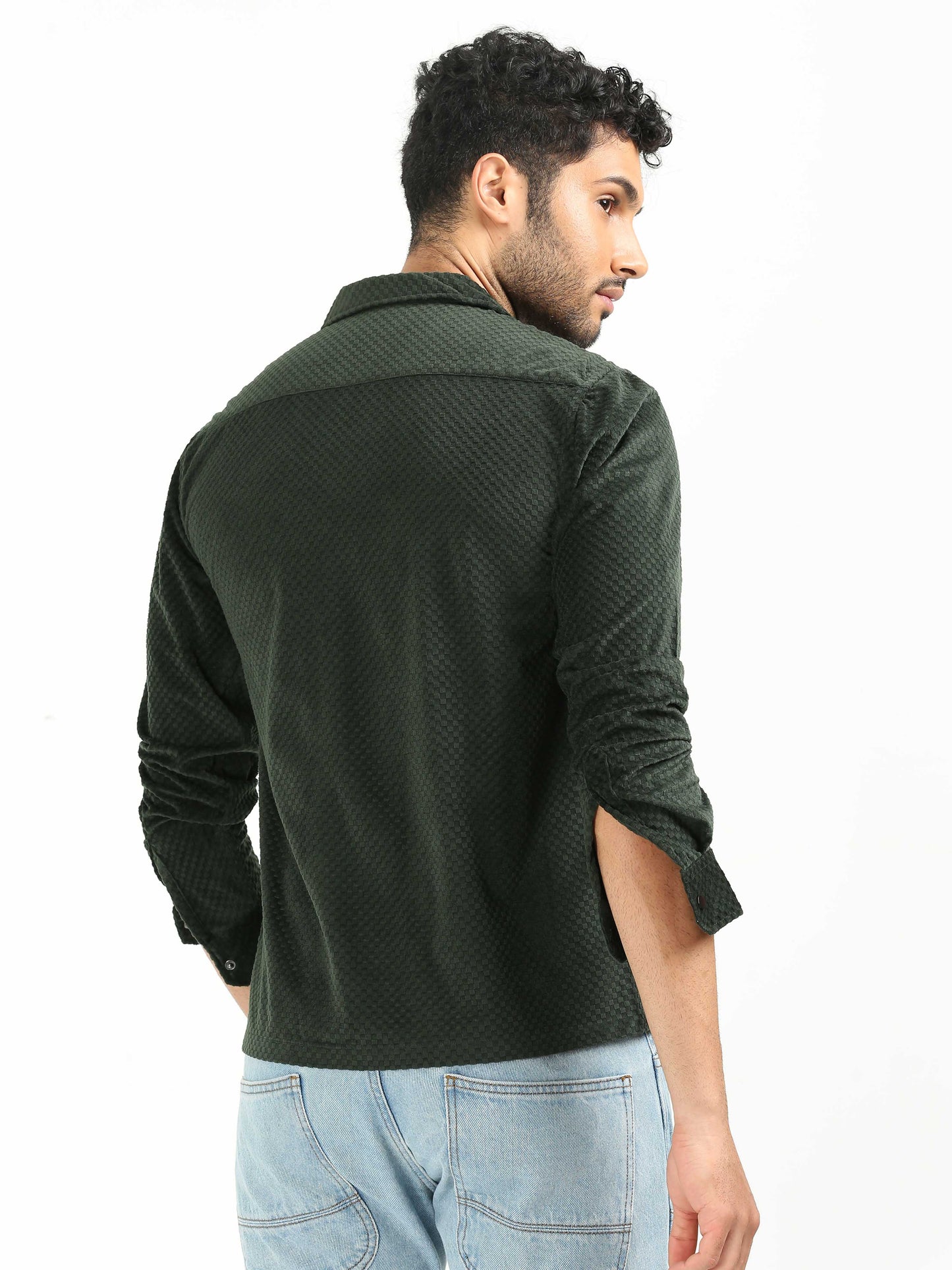 County Green Velvet Textured Shirt