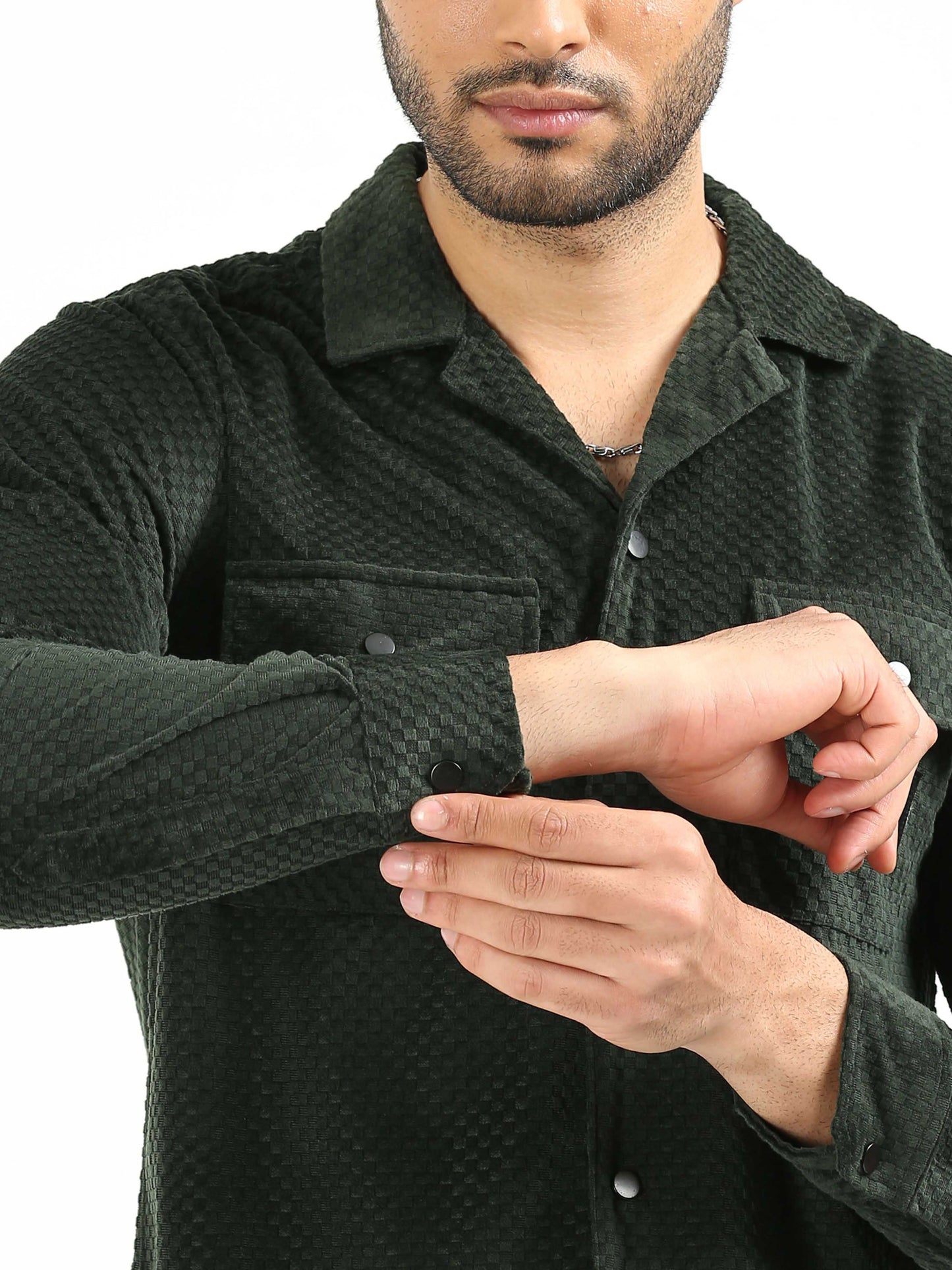 County Green Velvet Textured Shirt