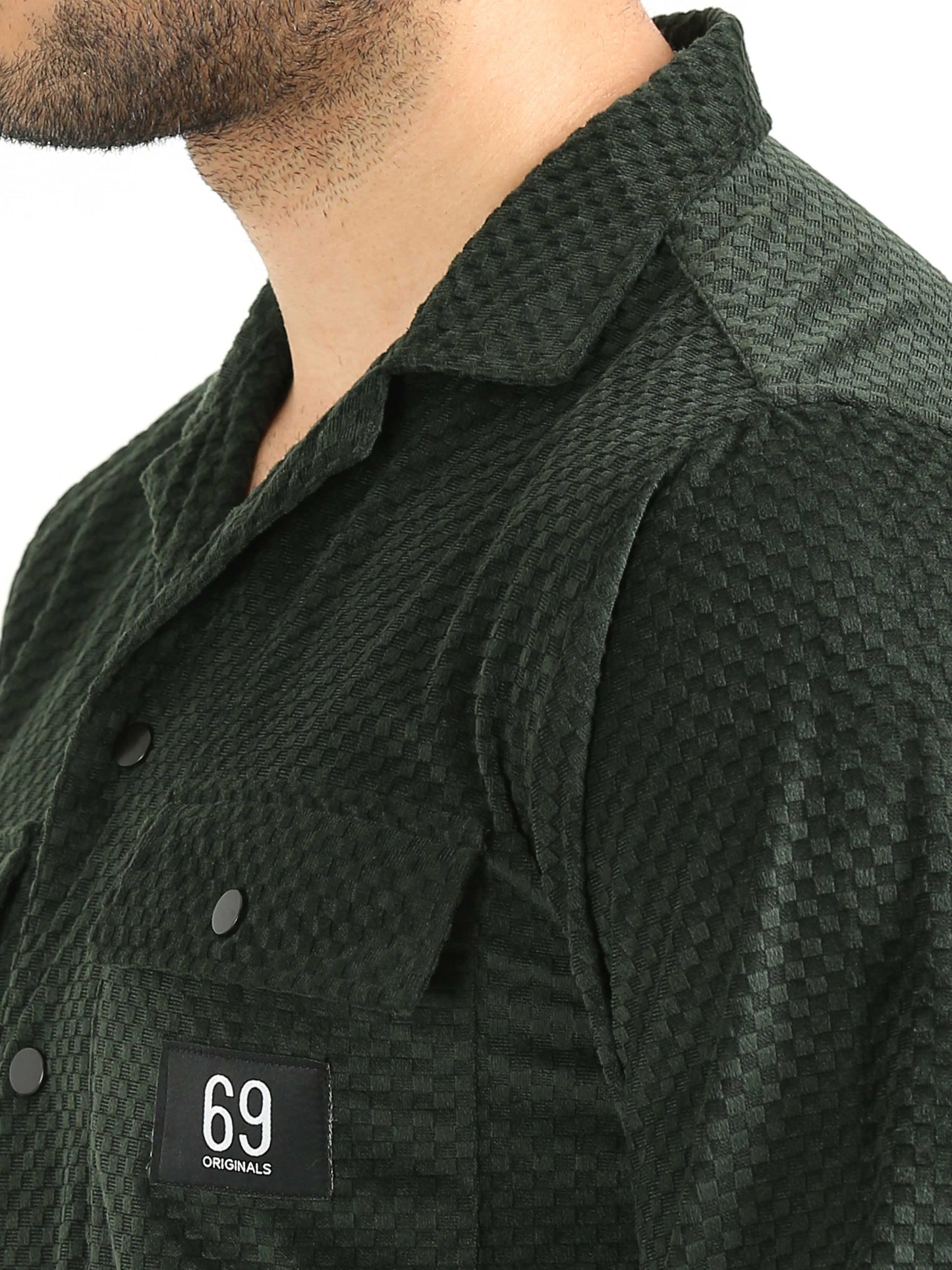 County Green Velvet Textured Shirt