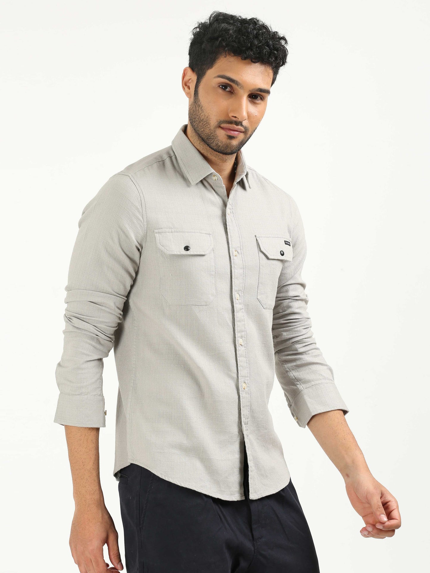 Dust Grey Khadi Linen Shirt