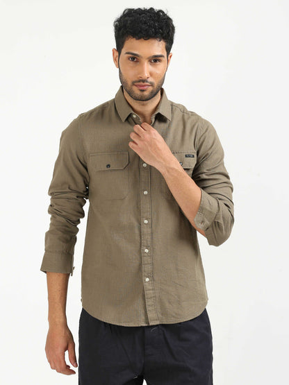 Dull Brown Khadi Linen Shirt