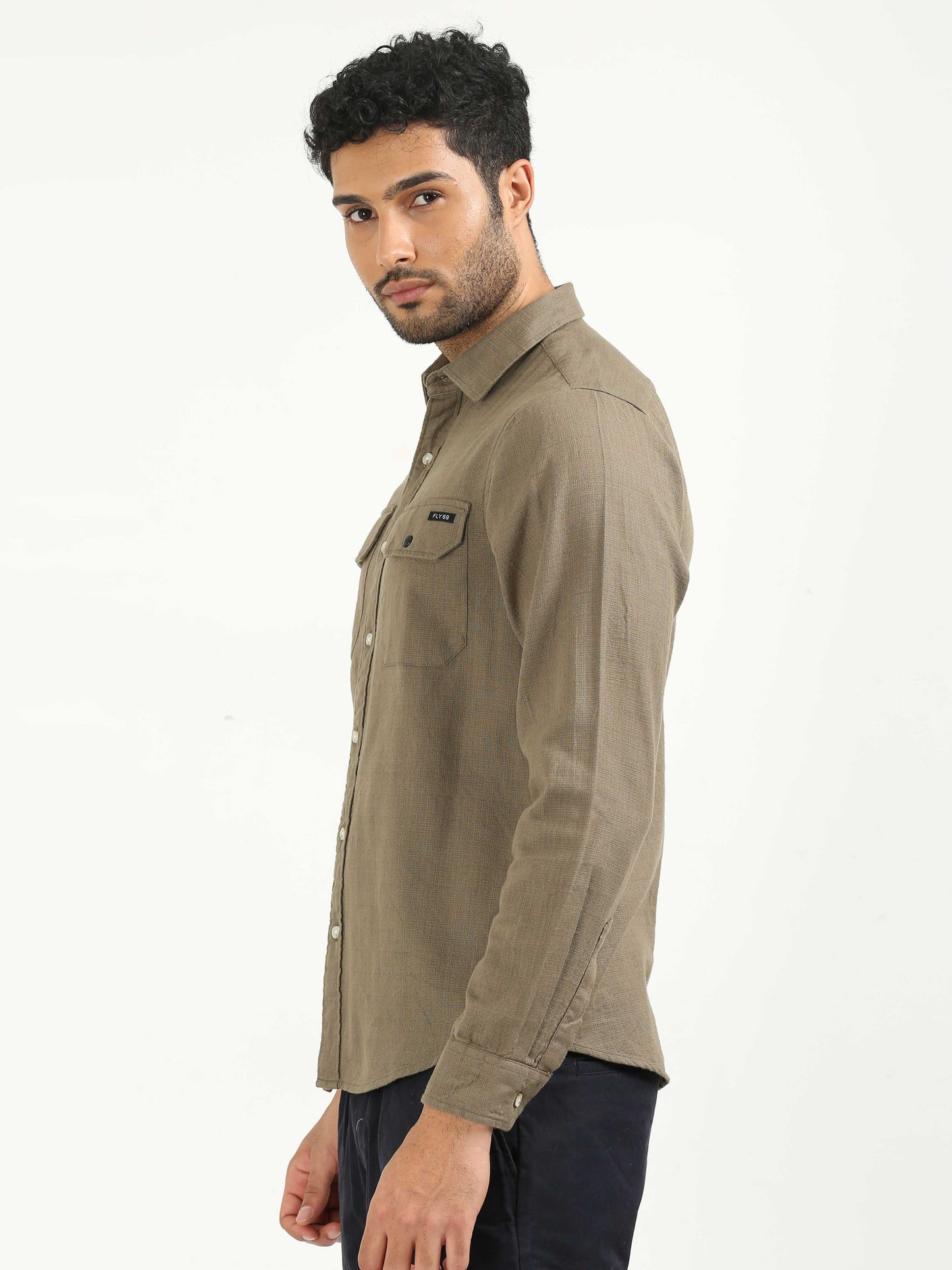 Dull Brown Khadi Linen Shirt