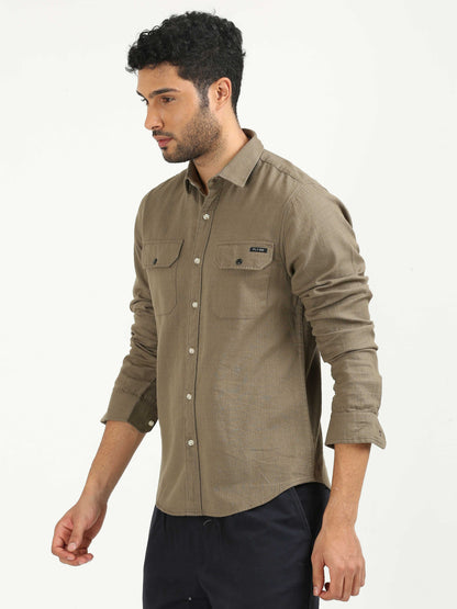 Dull Brown Khadi Linen Shirt