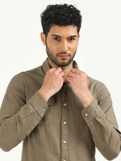 Dull Brown Khadi Linen Shirt