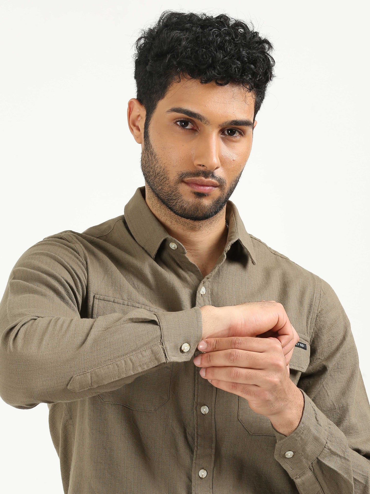 Dull Brown Khadi Linen Shirt