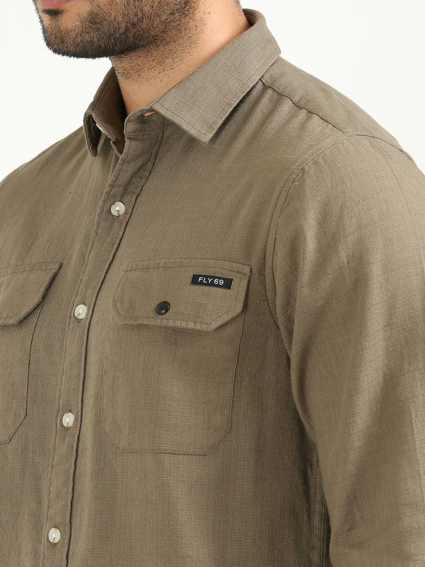 Dull Brown Khadi Linen Shirt