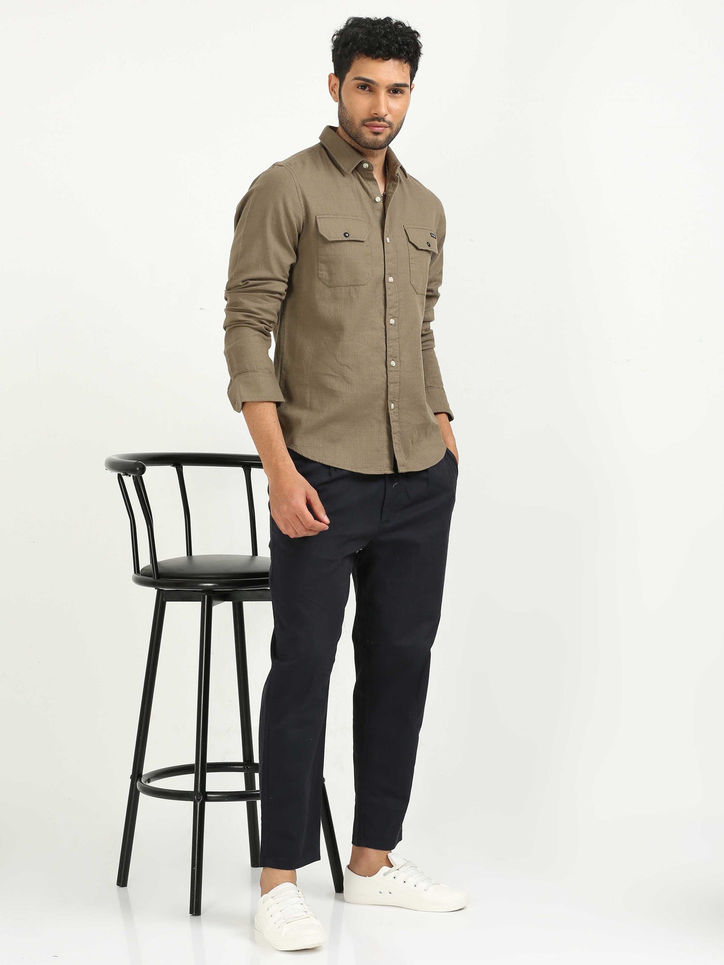 Dull Brown Khadi Linen Shirt