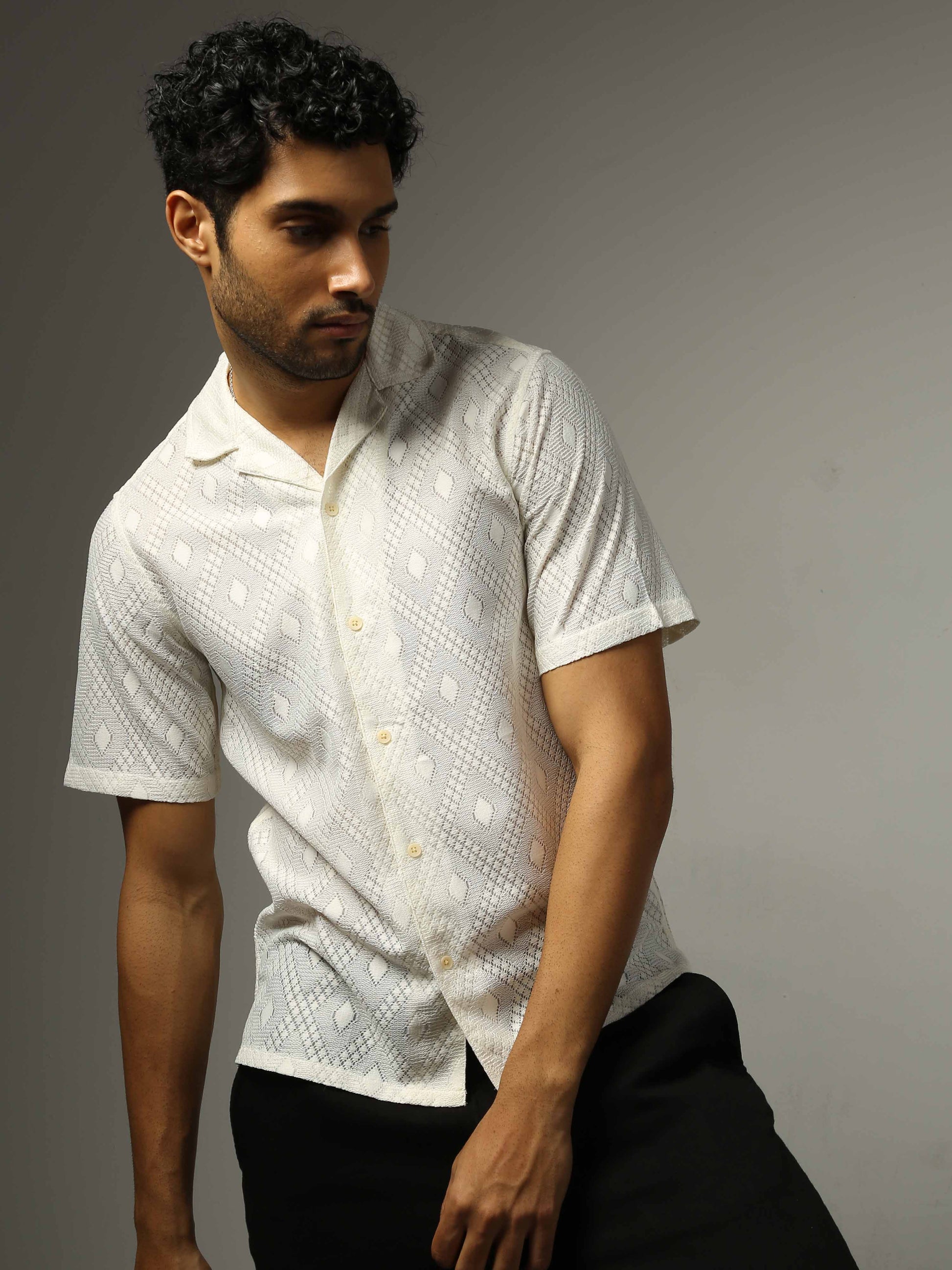 See Through Transperent Polyster White shirt