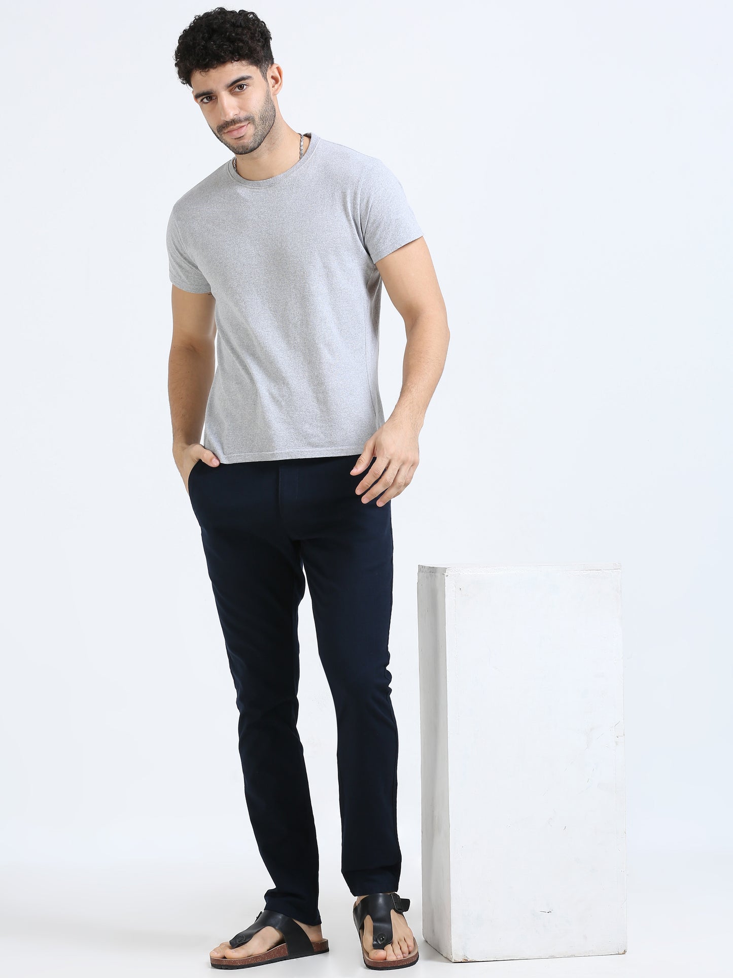 Navy Linen Trouser