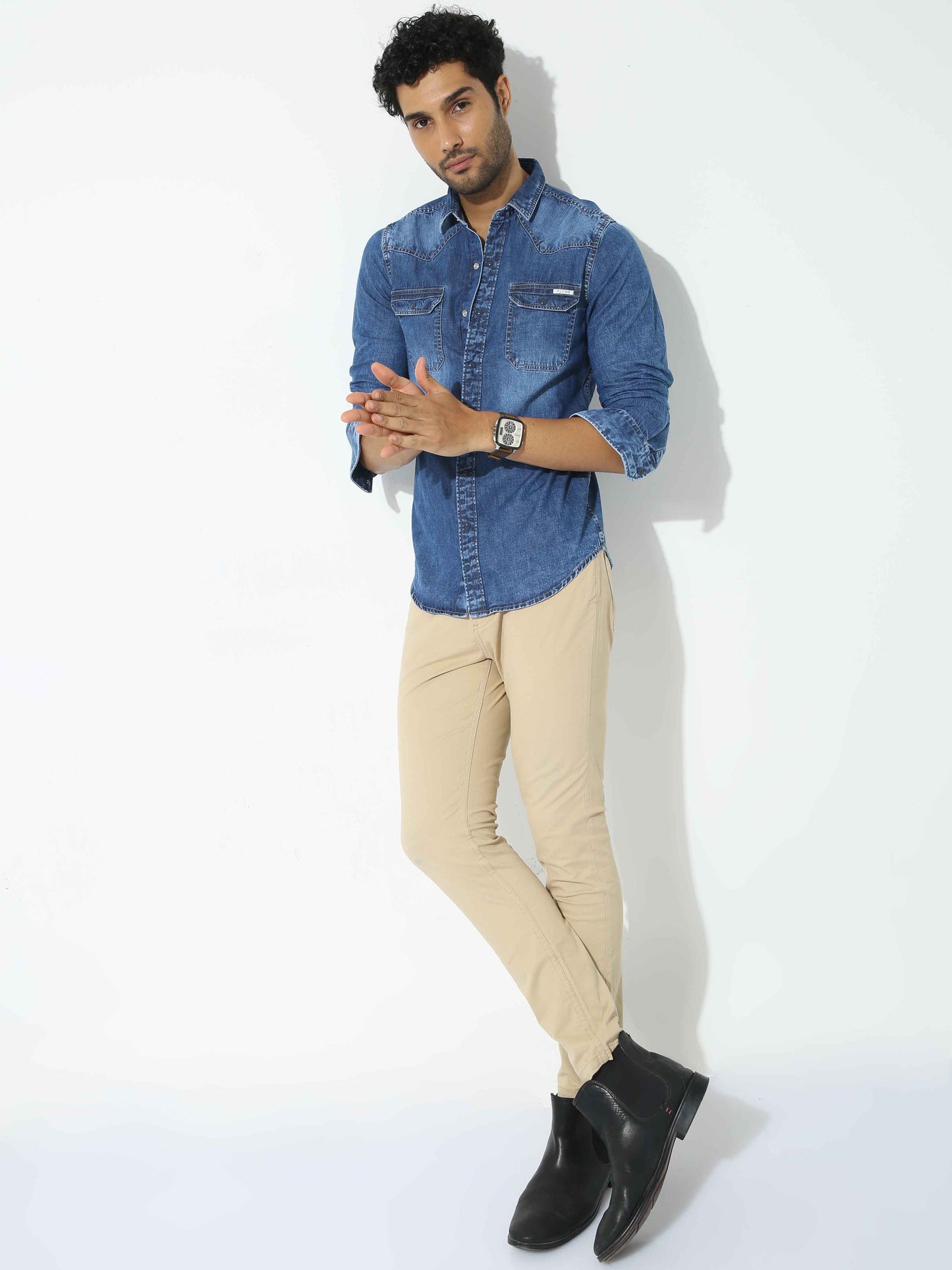 Slate Blue Denim Shirt for Men 