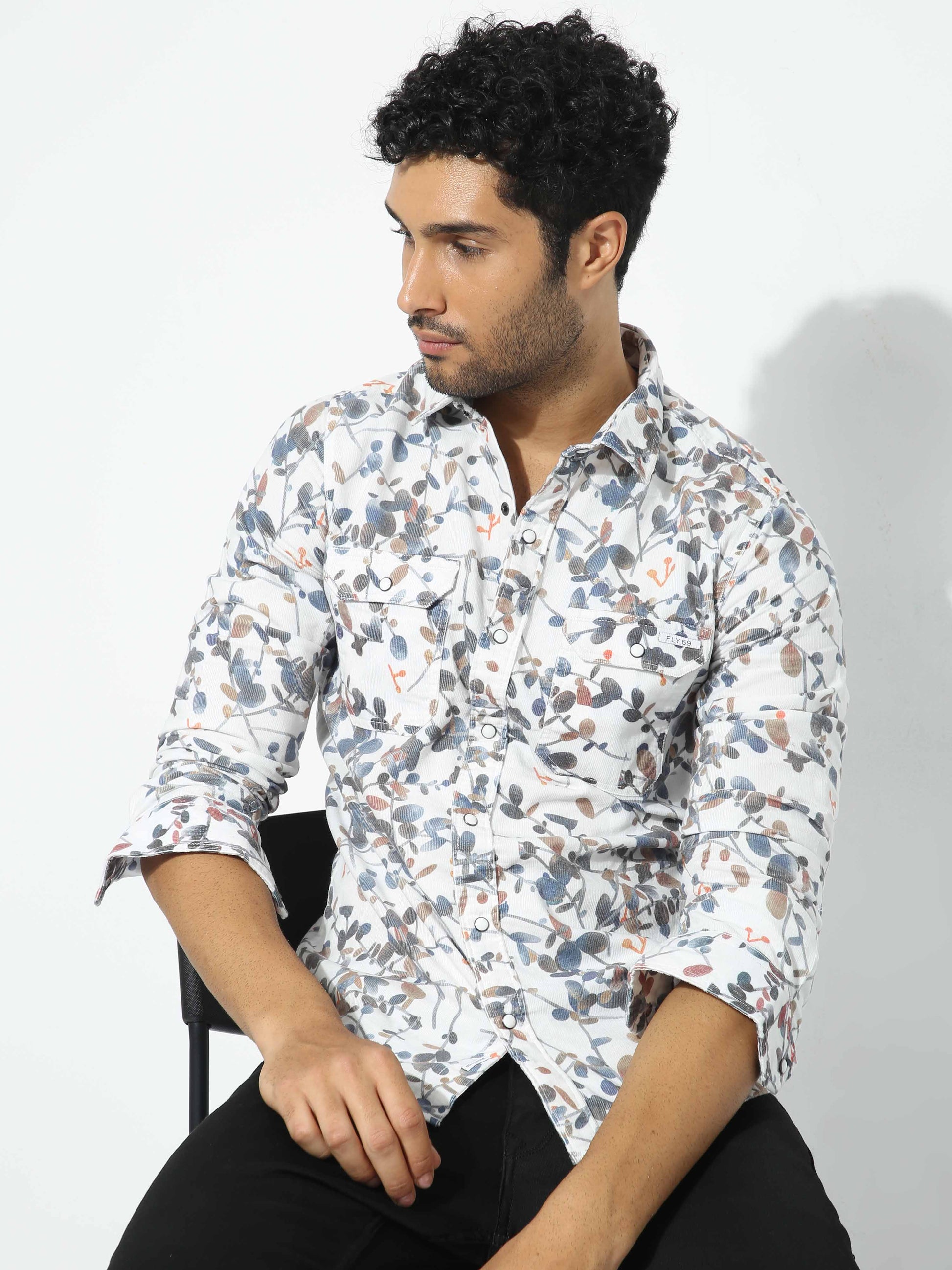 White Floral Print Shirt