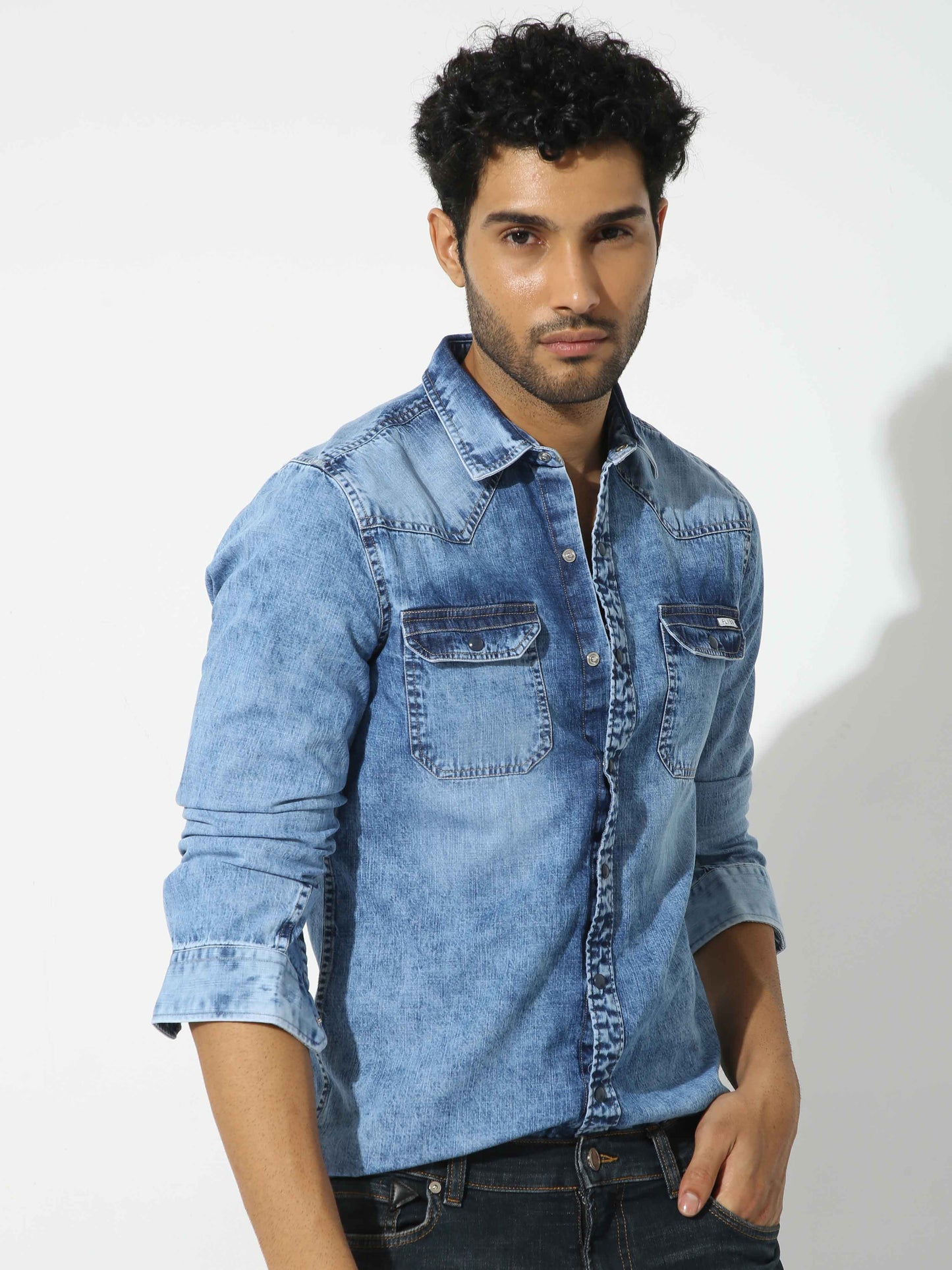 Cloudy Blue Denim Shirt for Men 