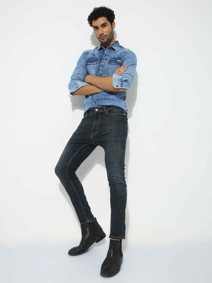 Cloudy Blue Denim Shirt for Men 