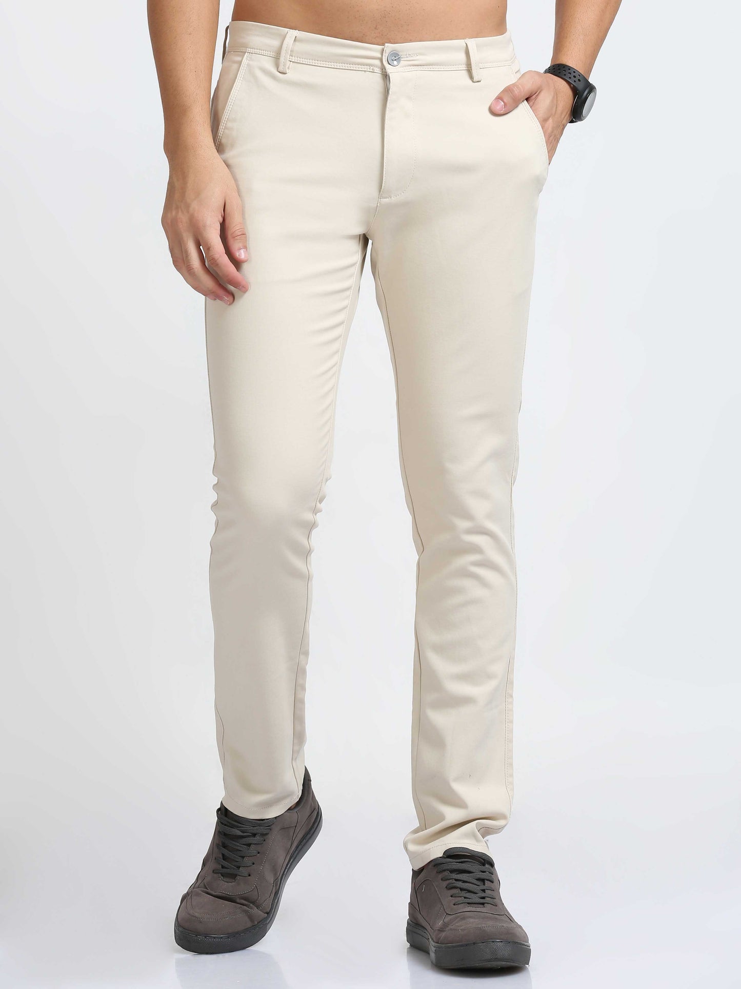 Beige Side Coin Pocket Trouser