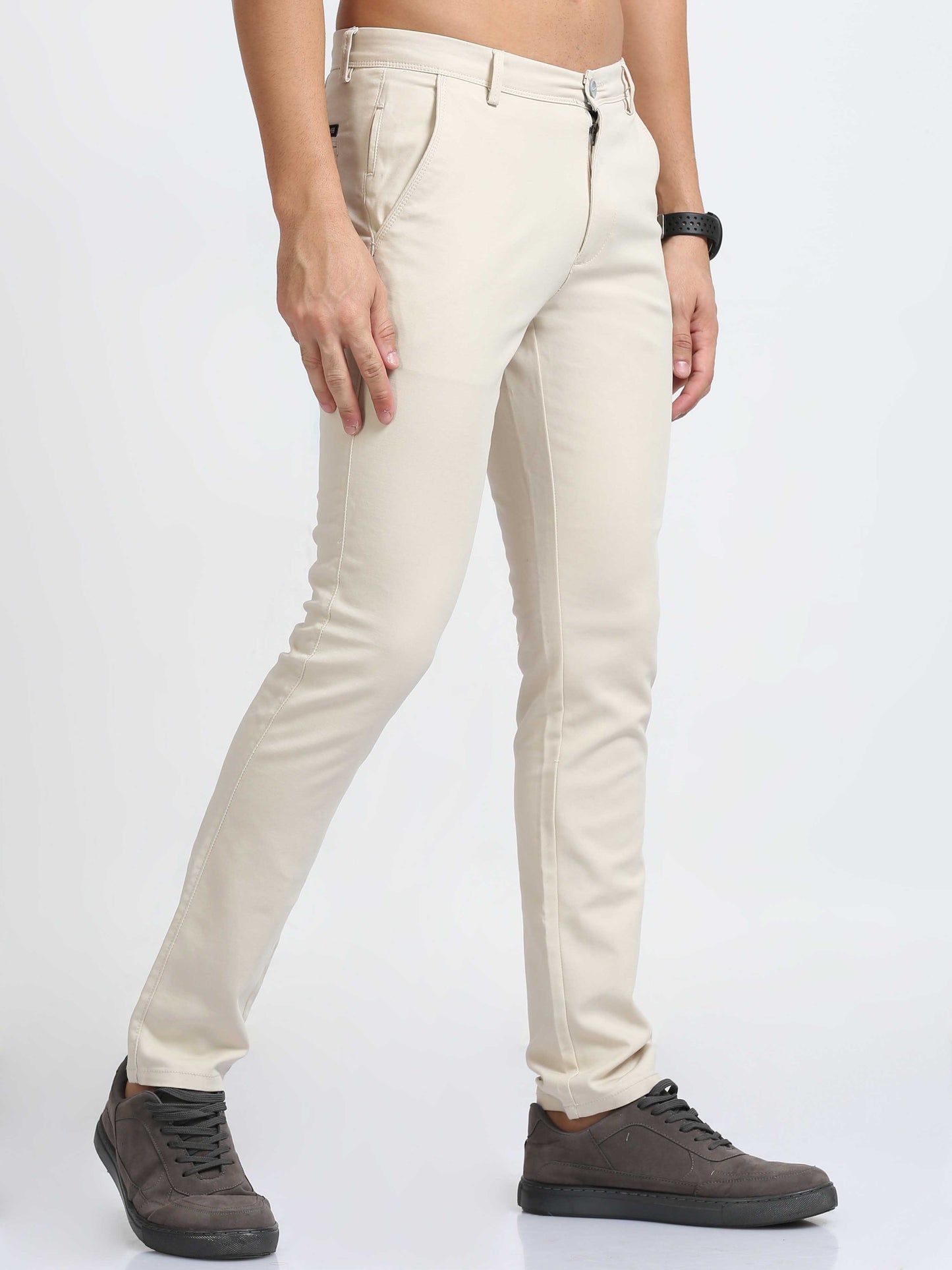 Beige Side Coin Pocket Trouser