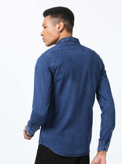 Resolution Blue Double Pocket Shirt for Men