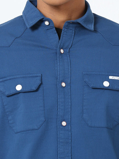 Tory Blue Double Pocket Shirt for Men