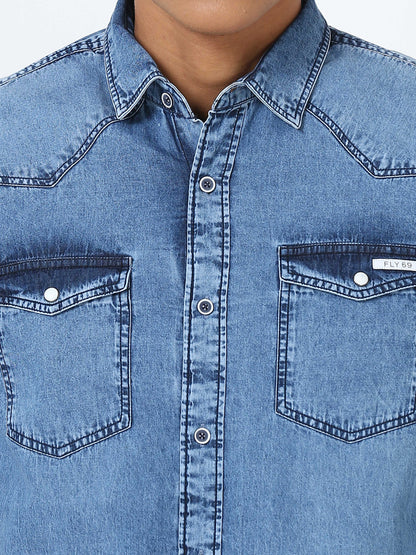 Polo Blue Double Pocket Shirt for Men