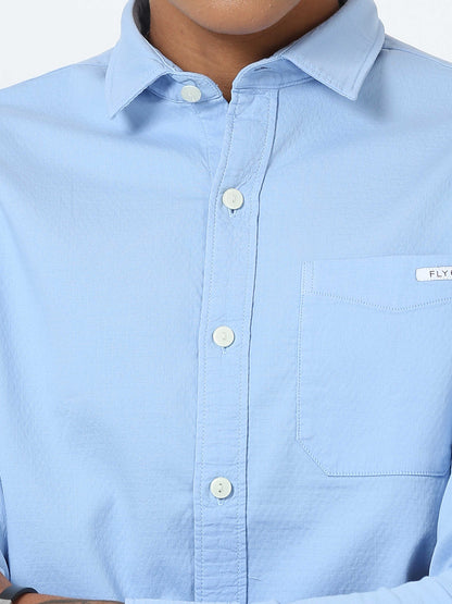 Columbia Blue Solid Shirt for Men