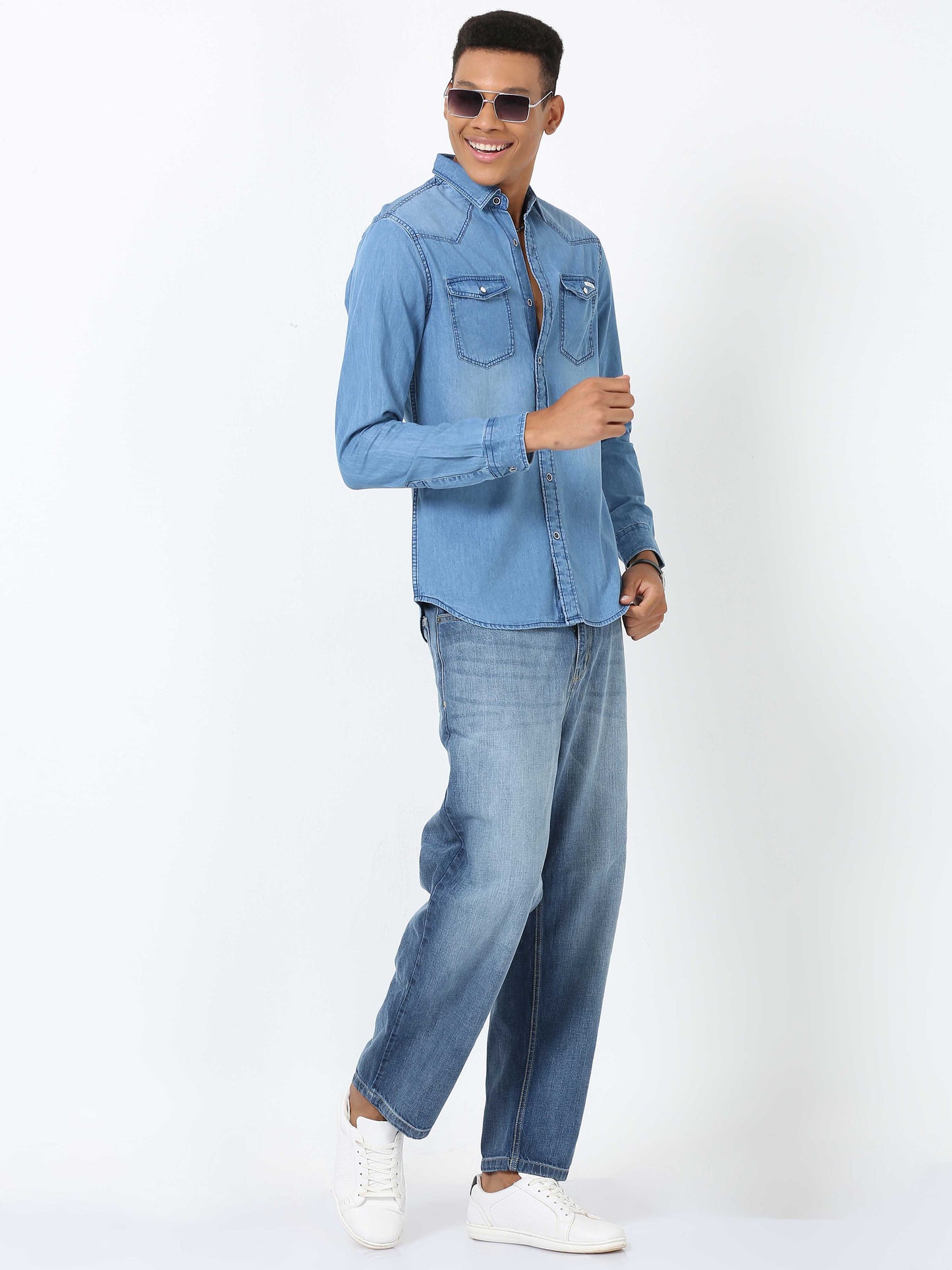 Seagull Double Pocket Denim Shirt for Men 