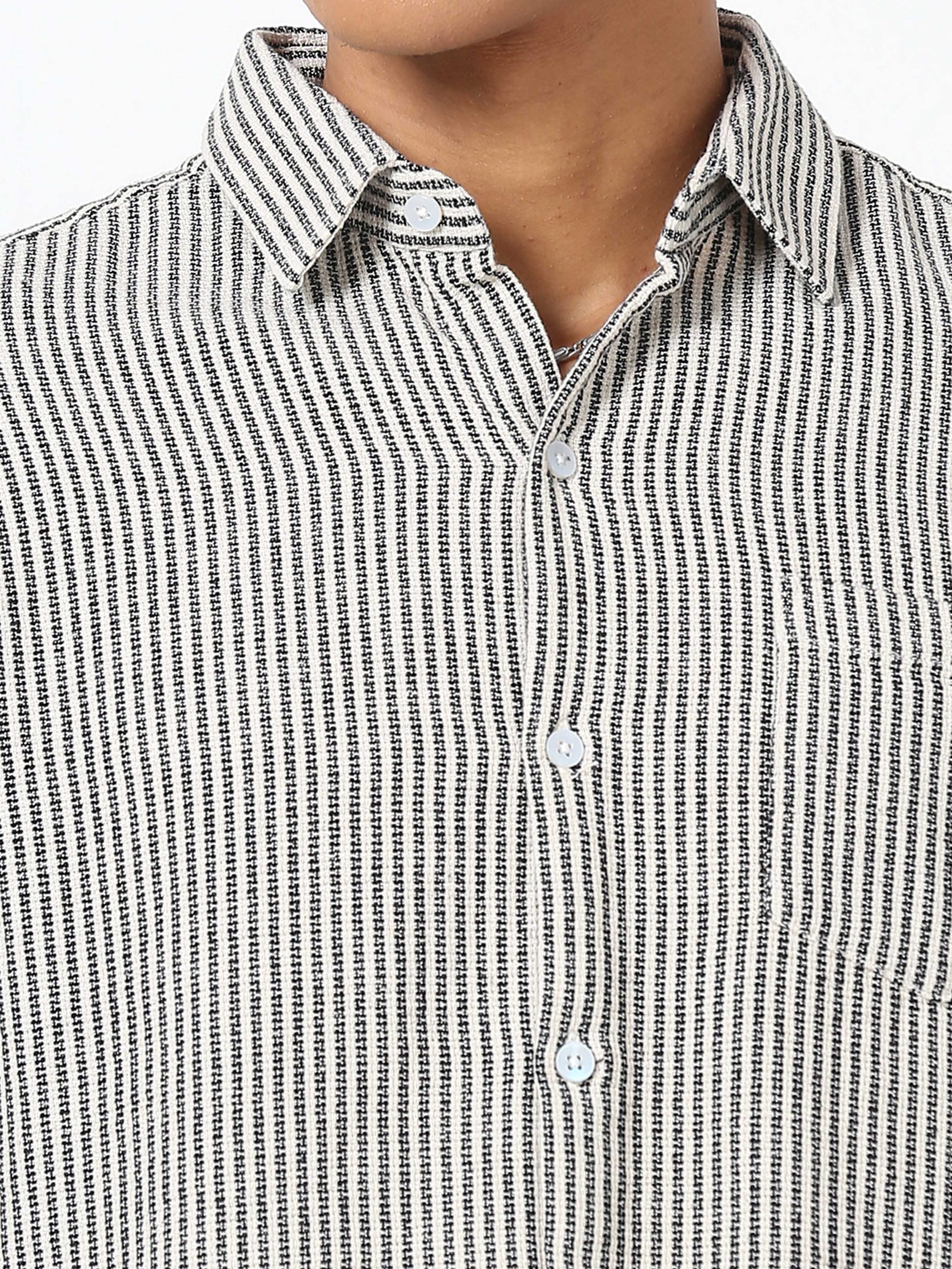 Black and White half sleeve striped shirt