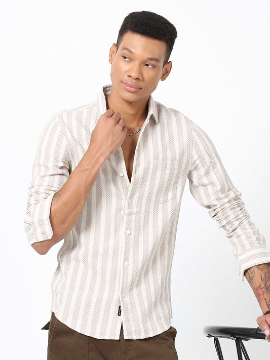 Martini Arrow Long Sleeve Striped Shirt For Men