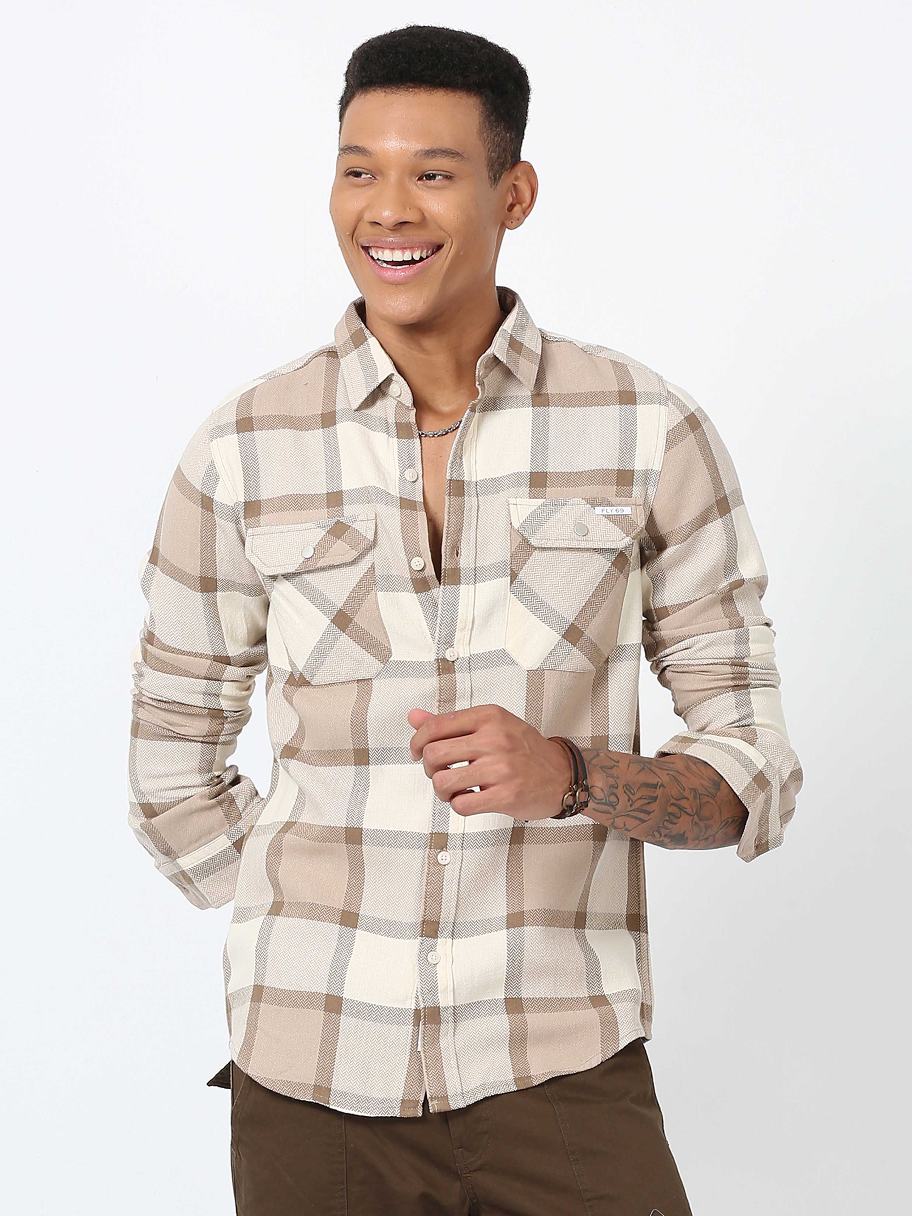 Buy Comfortable Camel Mens 2 Pocket Shirts Online In India